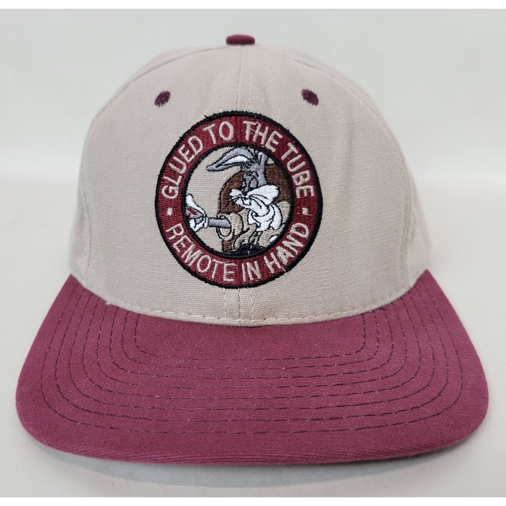 Vintage Bugs Bunny Couch Potato Glued to Tube Snapback Hat Acme Warner Bros 1991